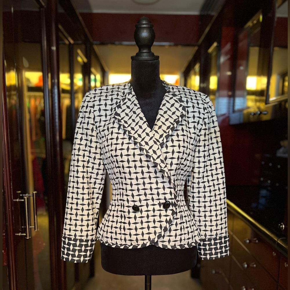 Black and White Checkered Blazer by Albert Nipón
